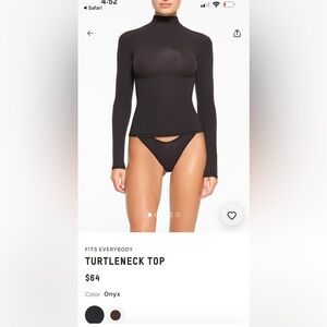 NWOT SKIMS Onyx Long-Sleeve Turtleneck Top